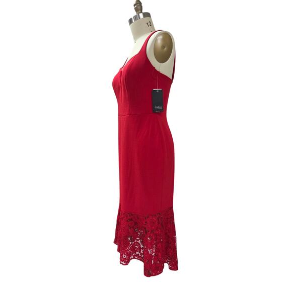 Aidan Mattox Red Crepe & Lace Cocktail Dress NWT Sz 12 - Picture 4 of 10